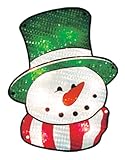 Impact Innovations Christmas Shimmer Lighted Window Decoration, Snowman Face