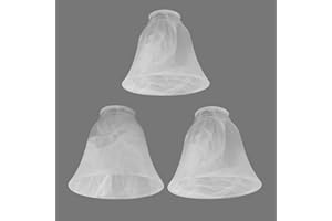 Anmire 3 Pack Alabaster Glass Shade, Bell Shaped Light Fixture Replacement Globe or Cover with 2-1/8-Inch Fitter for Ceiling Fan Light Chandelier Wall Sconce G0106-Bell Frosted Glass Shade 3 Pack