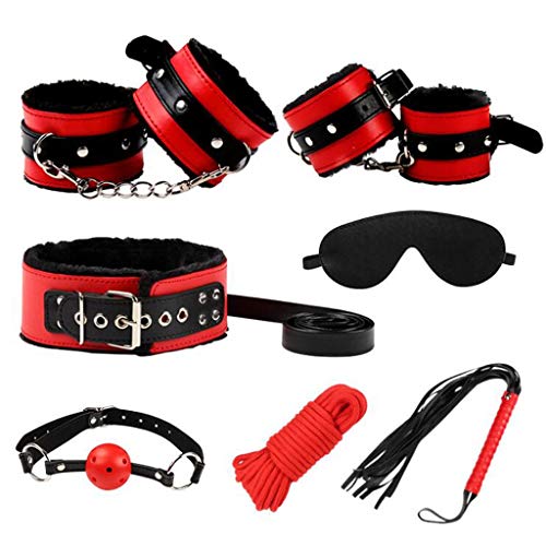 GLUSa 7Pcs R’estrains S’ex for Woman Leather Bondage Gear Straps Kit Fetish Bed Adult Body Bondage Jeans Sunglass