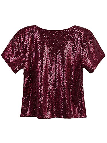 image for VIJIV Women's Sequin Tops Slimmer Glitter Tunic Loose Bat Sleeve Spark