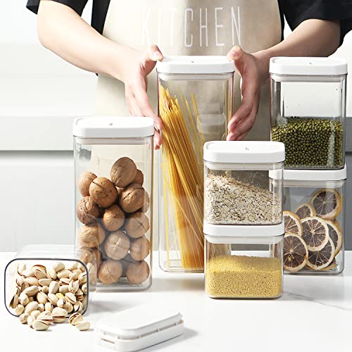 GGEROU Airtight Food Storage Containers Set with Lock Lids,Set of 6,Pantry Organization Plastic Storage Jar Storage Tank for Cereal,Coffee, Sugar - Moisture Proof,BPA Free & Stackable Design (S:500ML)