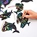 60 Set Shark Scratch Rainbow Tags Magic Scratch Rainbow Paper for Shark Birthday Party Supplies