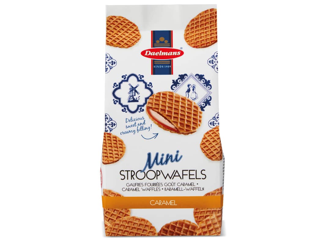 Daelmans Stroopwafels - Mini Caramel Waffles - 25 x 8 gram in a Bag - Authentic Dutch Caramel Waffles - Stroopwaffels