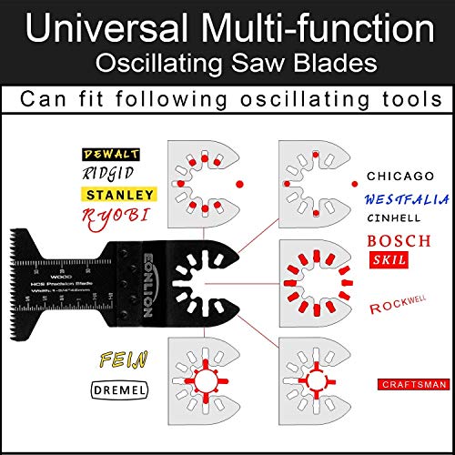 EONLION 50 Metal Wood Universal Oscillating Multitool Quick Release Saw Blades Kit Fein Multimaster Porter Cable Black&Decker Bosch Dremel Craftsman Ridgid Ryobi Milwaukee Dewalt Rockwell 20 for Metal