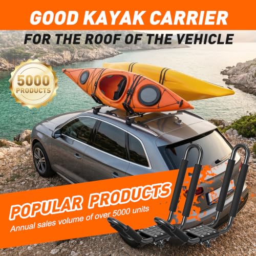 Telakeni 2 Pairs Kayak Carrier Racks, Universal Cars Kayak Canoe Roof Rack for SUV, Jeeps