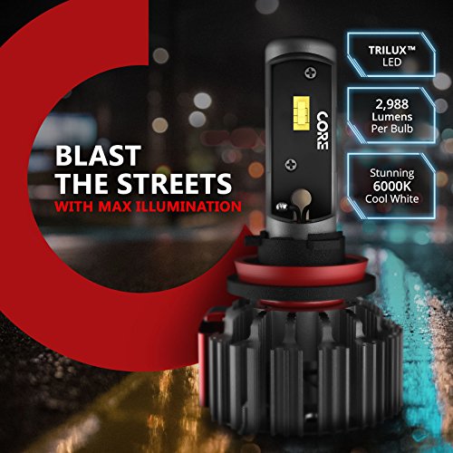OPT7 Fluxbeam Core H10 9045 9145 LED Fog Light Kit Bulbs - 60w 6,000LM 6K Cool White CREE - 1 Year Warranty