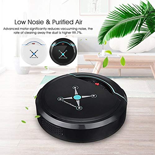 Smart Vacuum Cleaner Floor Cleaning Robot Rechargeable Black White Plastic Office Bedroom (White)