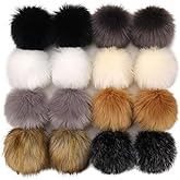 Tengsen 16 Pieces 4.7 Inches DIY Faux Fur Fluffy pom poms Ball for Hats Shoes Scarfs Bags Key Chains Accessories