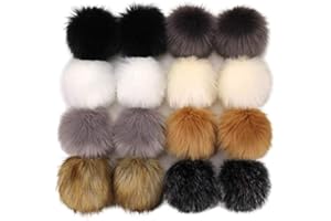 Tengsen 16 Pieces 4.7 Inches DIY Faux Fur Fluffy pom poms Ball for Hats Shoes Scarfs Bags Key Chains Accessories