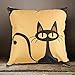 heartybay Throw Pillow Cover 18 X 18 Inch Cotton Linen Decorative Square Cushion Case for Sofa Couch Décor Bedroom Car, Cartoon Black Cat Theme 45 x 45 cm
