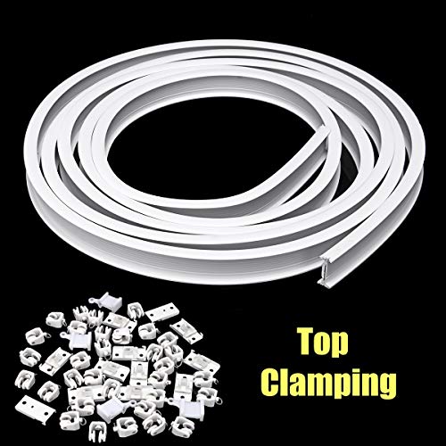 HAPYLY 2 Meter Flexible Plastic PVC Curtain Track Runner Rail Wall Ceiling Mounted Fixing Hooks Shower Curtains Room Divider with Instruction Mounting Accessories Include White (Top Clamping)