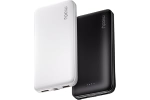 Miady 2 件装便携式充电器,超薄 10000mAh 移动电源旅行电池组 3 个输出 2 个输入兼容 iPhone 17/16/15/14/13 Galaxy S24/22 iPad Android 等(黑色+Wh) ite)
