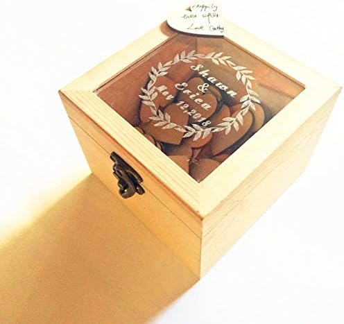 Rustic Wedding Guestbook, Custom Wooden Keepsake Box, Personalized Guest Book with 100pcs Hearts