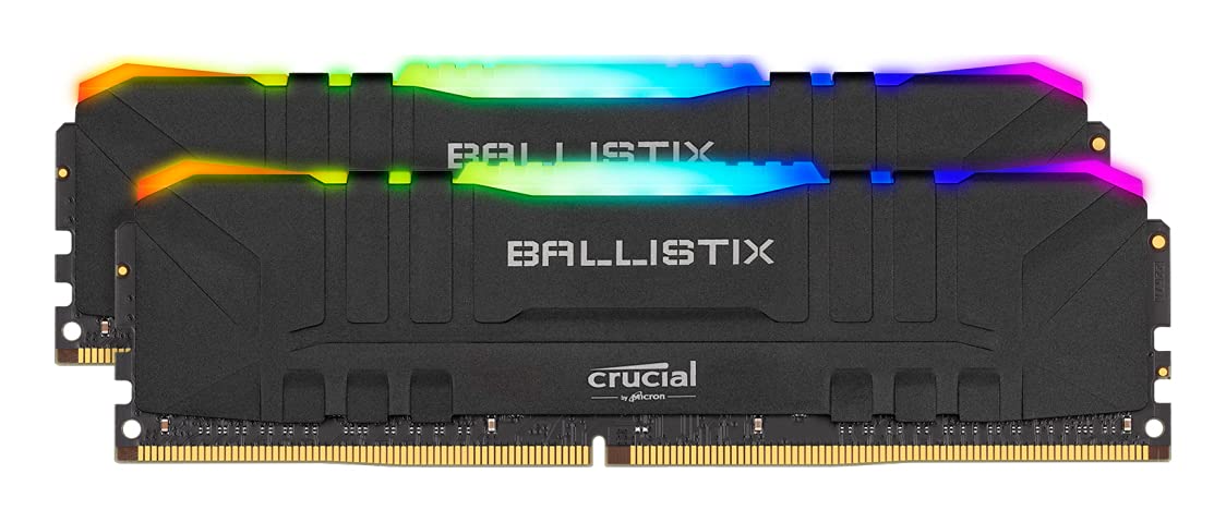 Crucial Ballistix RGB BL2K16G32C16U4BL 3200 MHz, DDR4, DRAM, Desktop Gaming Memory Kit, 32GB (16GB x2), CL16, Black
