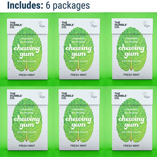The Humble Co. Natural Chewing Gum (6pack) - Keto, Vegan, Sugar Free, Aspartame Free, Non GMO, 100% Xylitol for kids and adults (Peppermint)) - Thumbnail 4