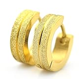 Sirius Jewelry Stainless Steel Novelty Gold Pair Huggie Hoop Earrings Set, 2pcs