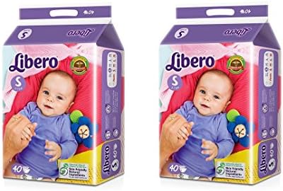 Libero Open Diaper with 40 Counts (Multicolour, Small) - Pack of 2
