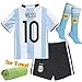 Barcelona Kids Jersey New 2017 light blue /black Football Soccer Home Kit Kids Jersey & Shorts & Socks & Free Ice Face Cloth Sportwear Kit (7-8 years)