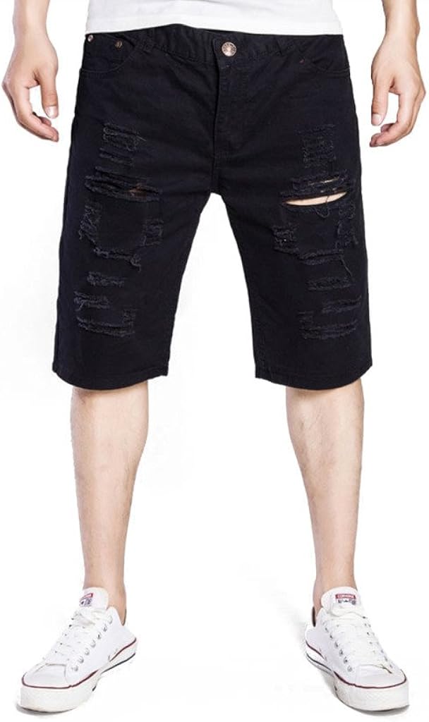 black denim shorts ripped mens