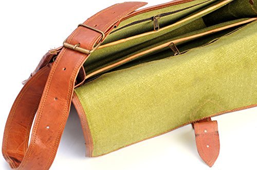 15" distressed Leather messenger bag laptop bag computer case shoulder bag for men & women