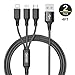 2Pack Multi USB Cable-ZACTEK-3 in 1 Charger Cable Nylon Braided 4ft (1.2M) Alluminum Connector USB Charging Cable for Mobile Phones Tablets and More