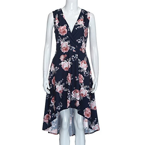 Ximandi Women's Summer Off Shoulder Floral Short Mini Dress Ladies Beach Party Dresses XL Dark Blue,XL - Thumbnail 7