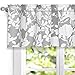 DriftAway Floral Delight Botanic Pattern Window Curtain Valance 52 Inch by18 Inch Plus 2 Inch Header Gray