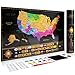 Premium Scratch Off Map of The United States - Watercolor USA Travel Scratch Map with All States Capitals, Flags and Accessories Included – 11 x 17” Unique & Detailed Design – Deluxe GlFT Package