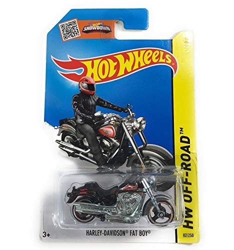 Hot Wheels Motorcycle Bikes 1/64 Scale Die Cast Cars HW Off-Road Harley-Davidson Fat Boy 82/250 Black/Red