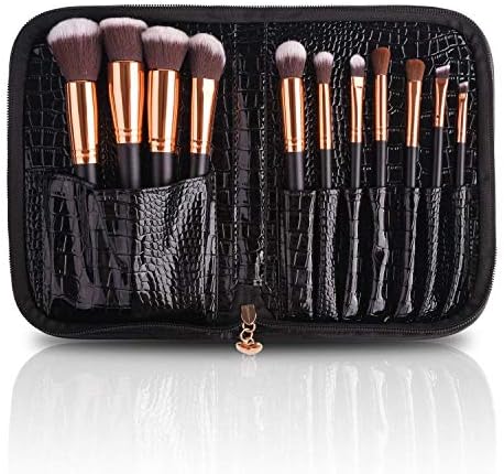 Makeup Brushes Set With Elegant PU Leather Crocodile Bag,Makeup Tools,Included Powder Brush, Blush Brush,Eyeshadow Brush,Contour Brush,Eyebrow Brush,Flat Foundation Brush,Concealer Brush,Lip Brush.