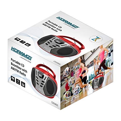 image for KORAMZI Portable CD Boombox w/ AM/FM Radio,AUX IN, Top Loading CD Play