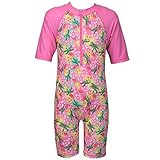 TFJH Girls Swimsuit UPF 50+ UV One Piece Swimwear Little Emoji 5-6 Years