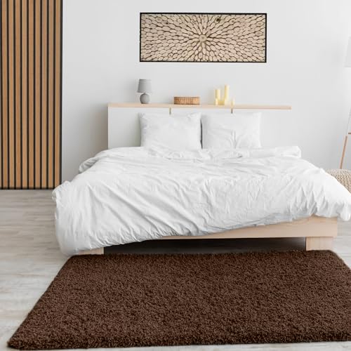 Vimoda Prime Shaggy Hochflor Langflor Teppich Einfarbig Modern Braun, Maße:160X220 Cm