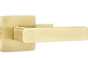 Leydebong 1 Pack Door Lever Dummy Lever Door Handle for Closets French Doors,Square Dummy Door Lever,Non-Turning Single Side Pull with Gold Finish