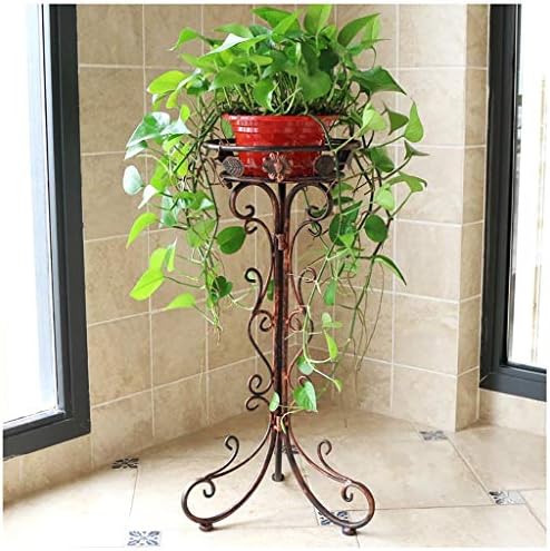 DYGDHJ Flower Stand Iron Potted Plant Stand Metal Planter Rack Decorative Flower Pot Holder Rustic Style Indoor Outdoor Garden Floor-standing (color : Brass, Size : S)