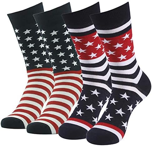 Patriotic American Flag Socks, SUTTOS Unisex Fashion Casual Crew Dress Socks Men Fashion socks Wedding Gift 2-20 Pairs
