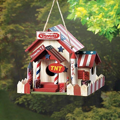 Songbird Valley Bird Nest, Fireworks Stand Modern Outdoor Finch Birdhouse - Made Of Wood