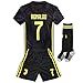 seryhr-tx Ronaldo 7 Juventus Away Kids Socce Jersey 2018/2019 Season.Matching Shorts,Socks.Color Black Size 9-10Years
