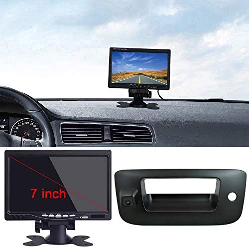HD CCD Sensor Vehicle 170 Wide Angle Night Vision Rear View Reversing Camera Trunk Handle for Chevrolet Silverado GMC 2007-2013 (Reversing Camera+7" inch monitor)