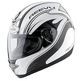 Reevu MSX1 Rear-View Motorcycle Helmet - Graphic White with Black Carbon Fiber - L