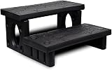 vidaXL Black Spa Steps for Hot Tub - Non-Skid, Reversible Treads, 70x65x34cm view 1
