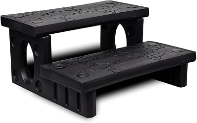 vidaXL Black Spa Steps for Hot Tub - Non-Skid, Reversible Treads, 70x65x34cm