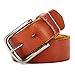 HaloVa Men's Leather Belt, Simple Casual Vintage Belt for Men, 100% Top Grain Leather, Soft and Super Durable, Brown