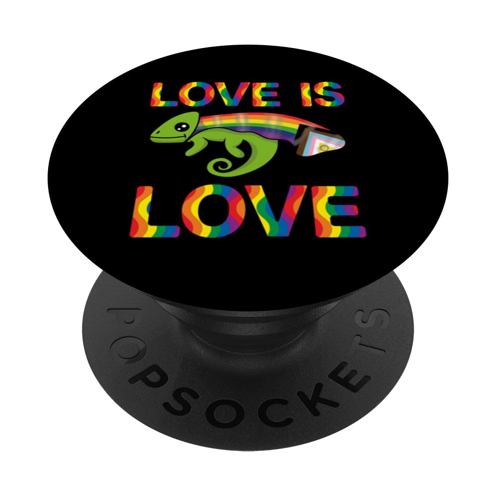Love Is Love, Queer Chameleon, Gay Chameleon, Lgbtqueer PopSockets Adhesive PopGrip