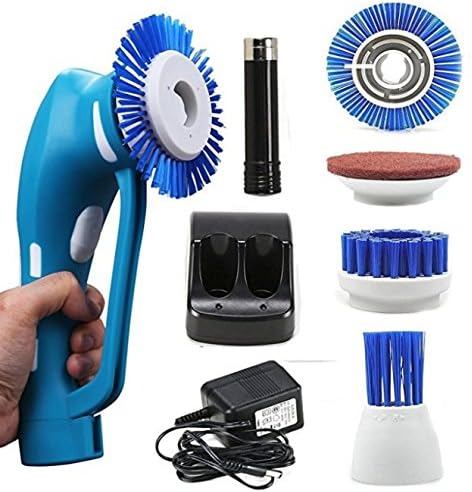 Spin Scrubber, Household Power Scrubber, Cordless Tile Scrubber for Bathroom and Kitchen with Rechargeable Battery, 1 Battery 3 Brushes &1 Scouring Pad