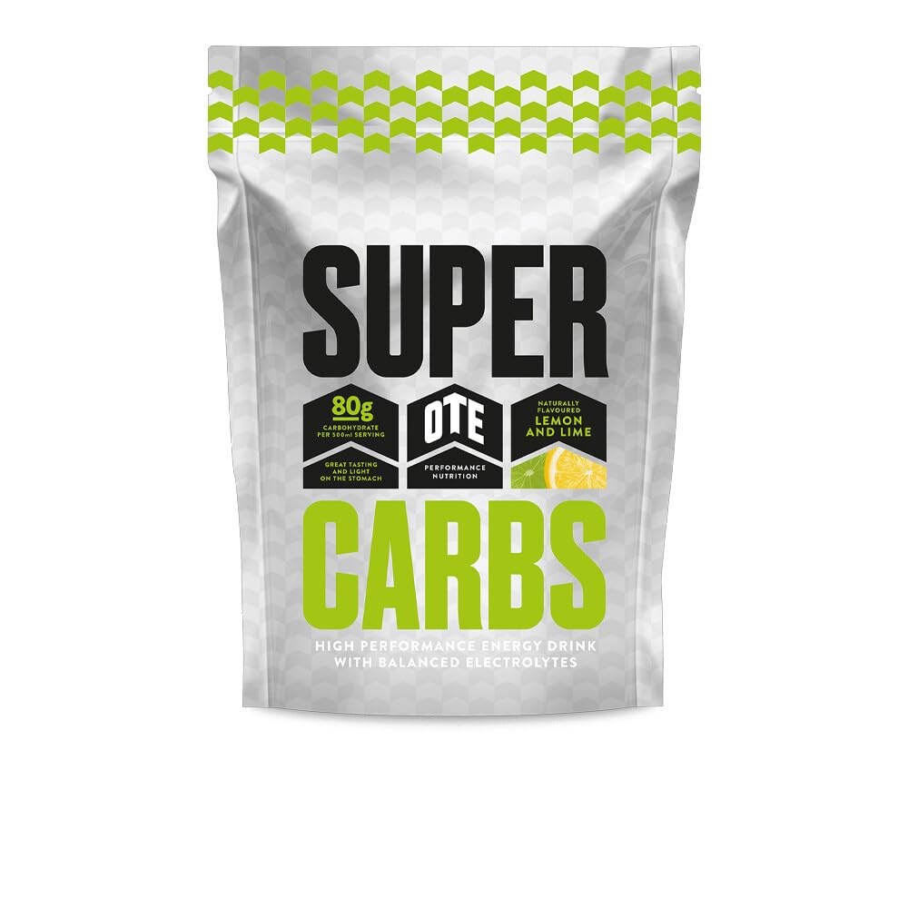 OTE Super Carbs - Energy Supplement Drink with 80g of Carbohydrates and a Balance of Electrolytes - Vegan-Friendly - 10 Servings (Lemon)