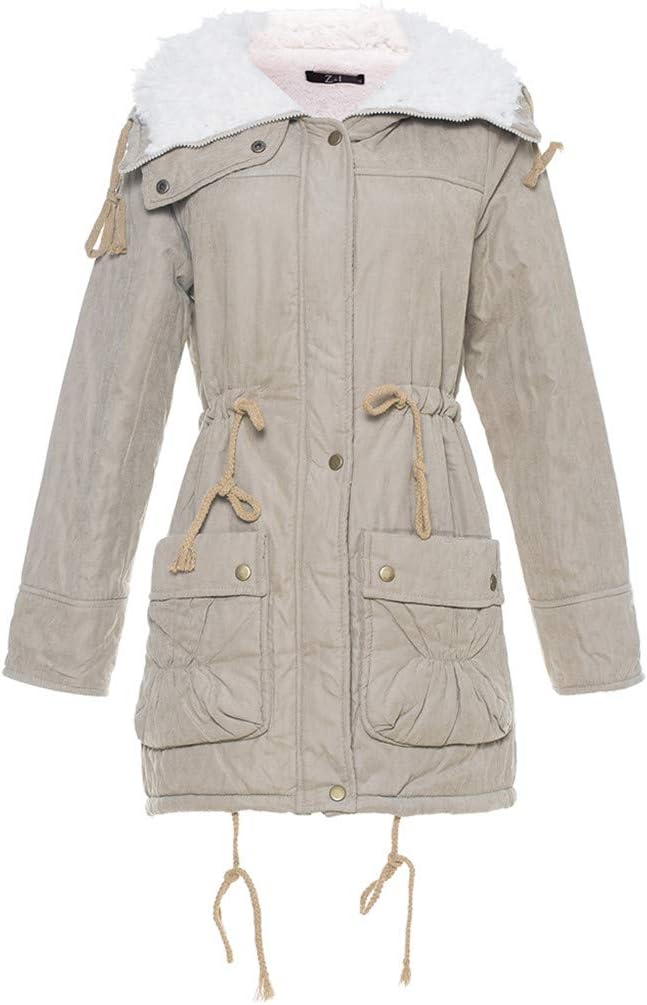 FNKDOR Womens Ladies Quilted Winter Coat Puffer Fur Collar Hooded Jacket Parka