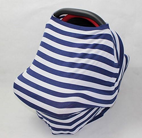 SilverRoo Baby Car Seat Canopy - Best Wind-proof Stretchy Baby Carrier Cover - Breathable Fabric - Perfect Protective Custom Fit for Seats - Unique Innovative Non-slip Set - Shower Gift - Blue