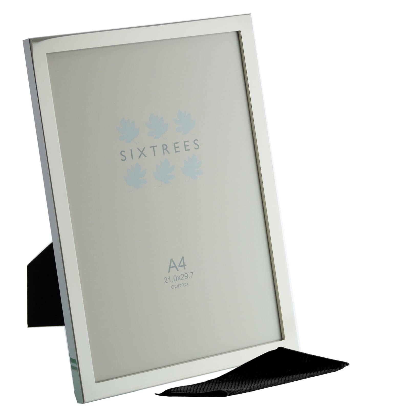 Sixtrees Elite Square Edge Silver Plated A4 Photo Frame. Complete with Microfibre polishing cloth.