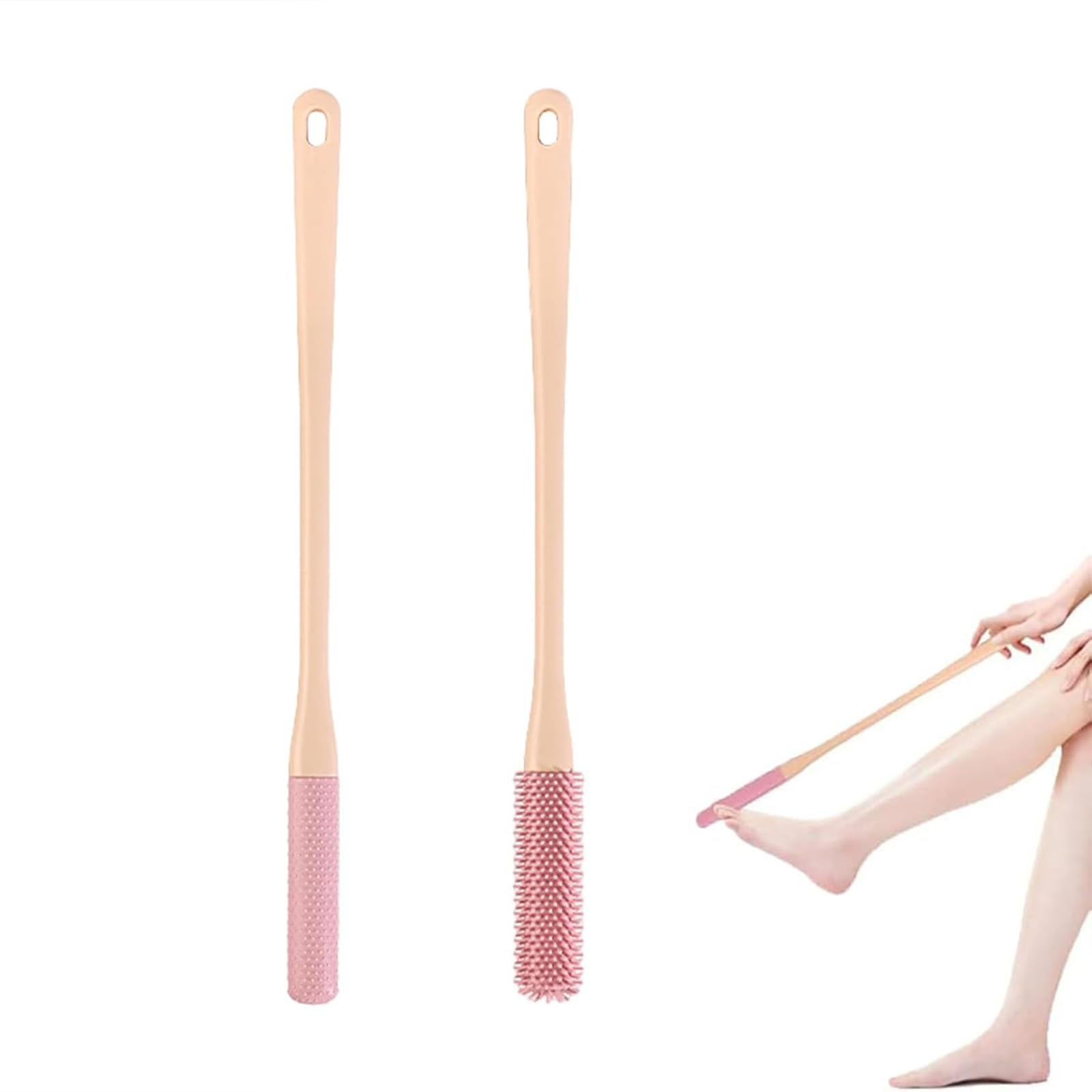 2 PCS Foot Brush, Toe Gap Cleaning Brush, Brushes with Long Handle, for Foot Seniors, Elderly, Men and Women (Cleaning + Relieve Itching)